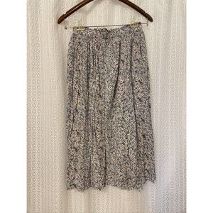 Women's Blue Boho Floral Flowy Long Maxi Skirt - M